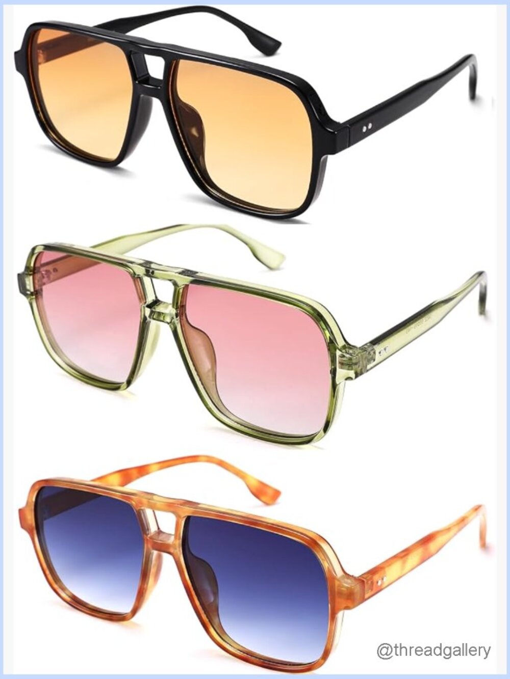 Oversized Retro 70s Square Aviator Sunglasses UV Protection